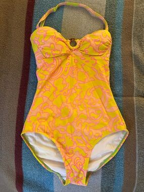 Boden Yellow & Pink Floral One-Piece Swimsuit